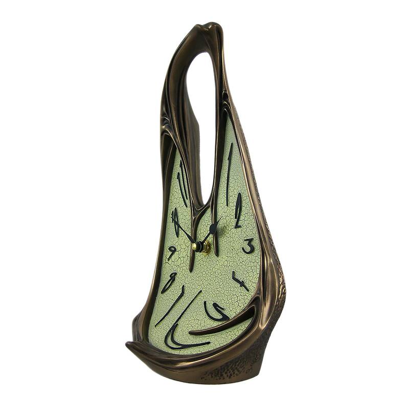 Cool Bronze Finish Melted Desk Clock Table Mantel Dali - 11 X 6.25 X 4 inches