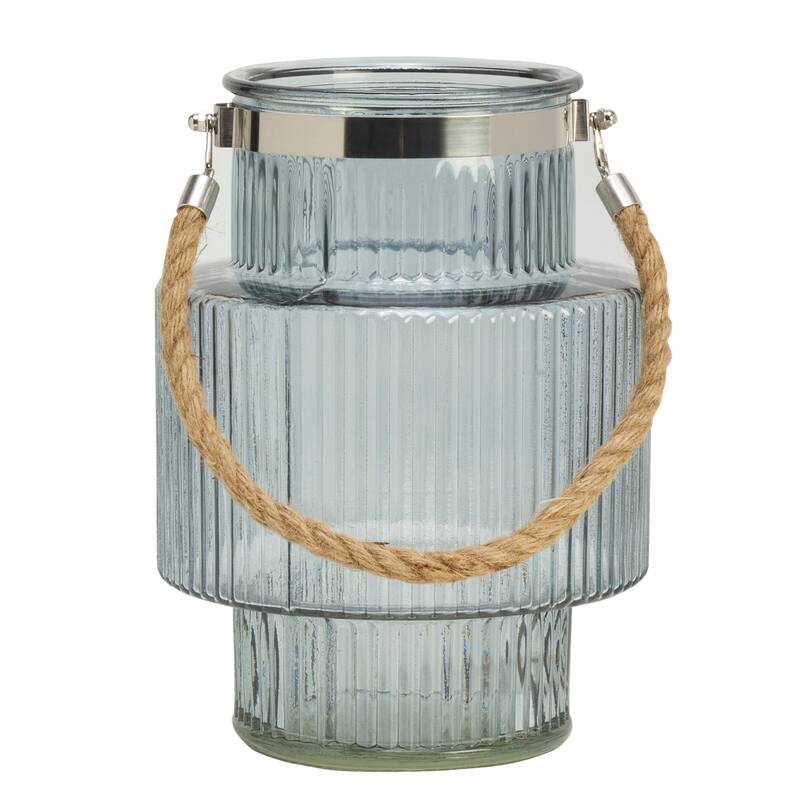 Elements Blue Glass Candle Holder, 10X7 Inch