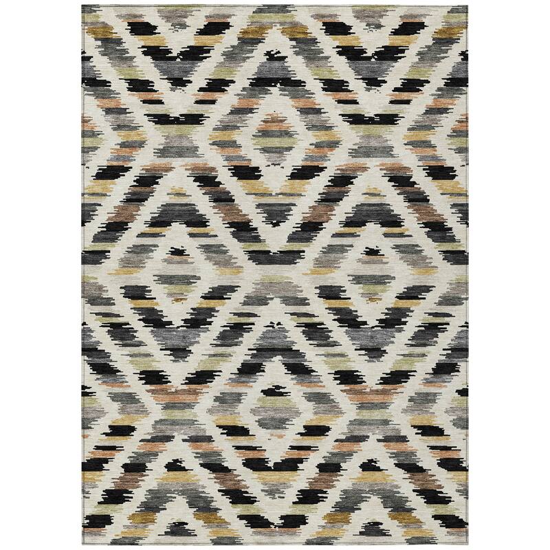 Machine Washable Indoor/ Outdoor Global Diamdon Chantille Rug