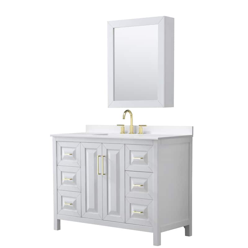 Daria 48-inch Single Vanity, 3 Hole Quartz Top, Med Cabinet
