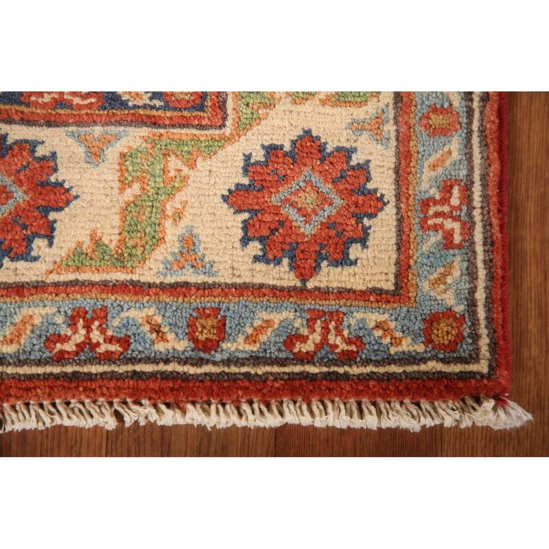 Geometric Kazak Oriental Accent Rug Handmade Traditional Wool Carpet - 2'7" x 4'0"