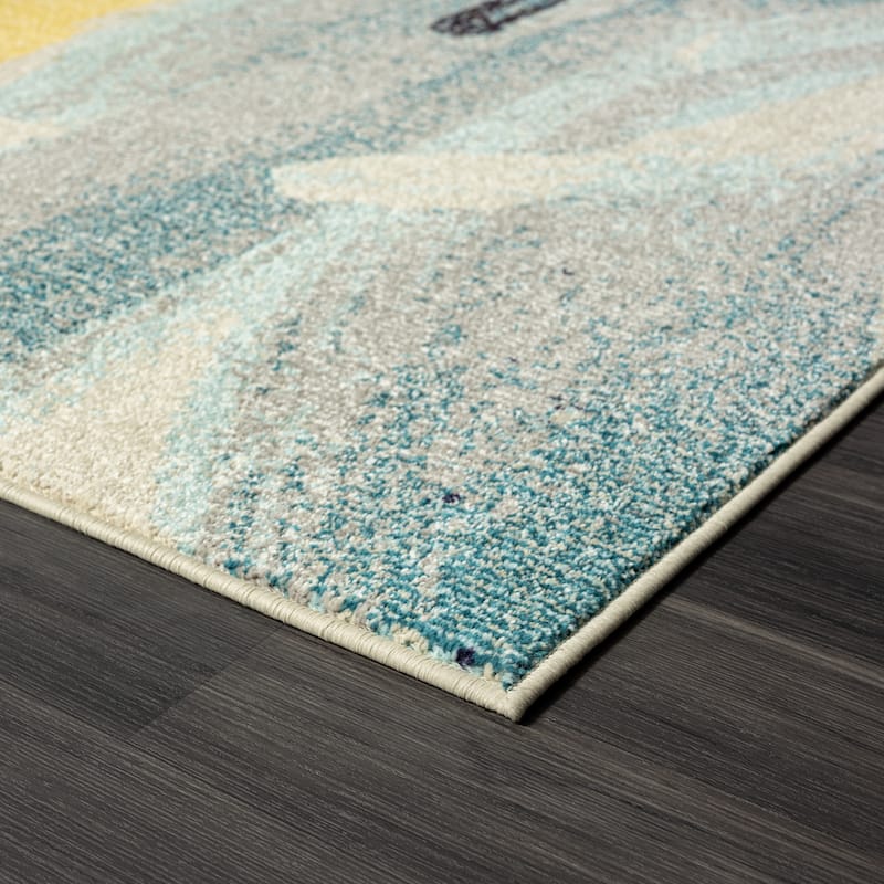 Katie Merz COLORWRKS Blues x Brushed Yellows Area Rug