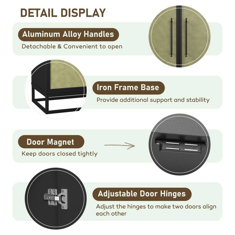VEIKOUS 4-Door Buffet Sideboard Cabinet with Adjustable Shelves & Anti-Tipping Design - 61.5"×15.4"×33"