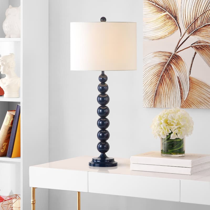 SAFAVIEH Lighting Mechelle 31-inch Stacked Ball White Table Lamp (Set of 2) - 14"x14"x31.5" - 14Wx14Dx32H