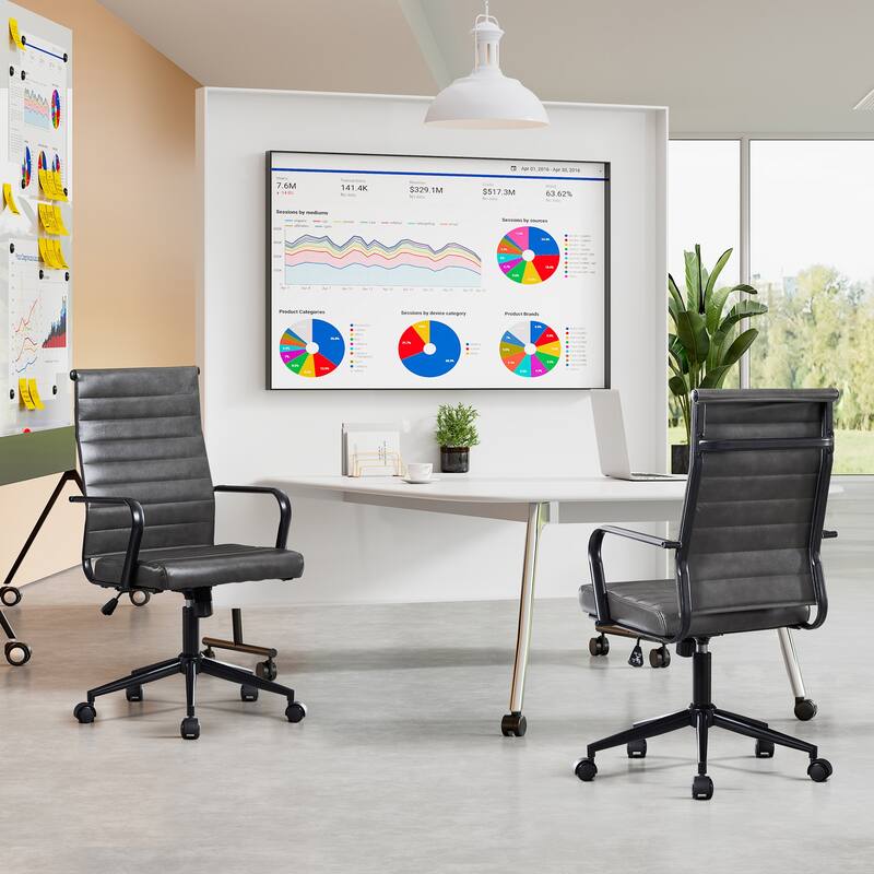 Ergonomic Office Chair Full-Grain Leather with Lumbar Support
