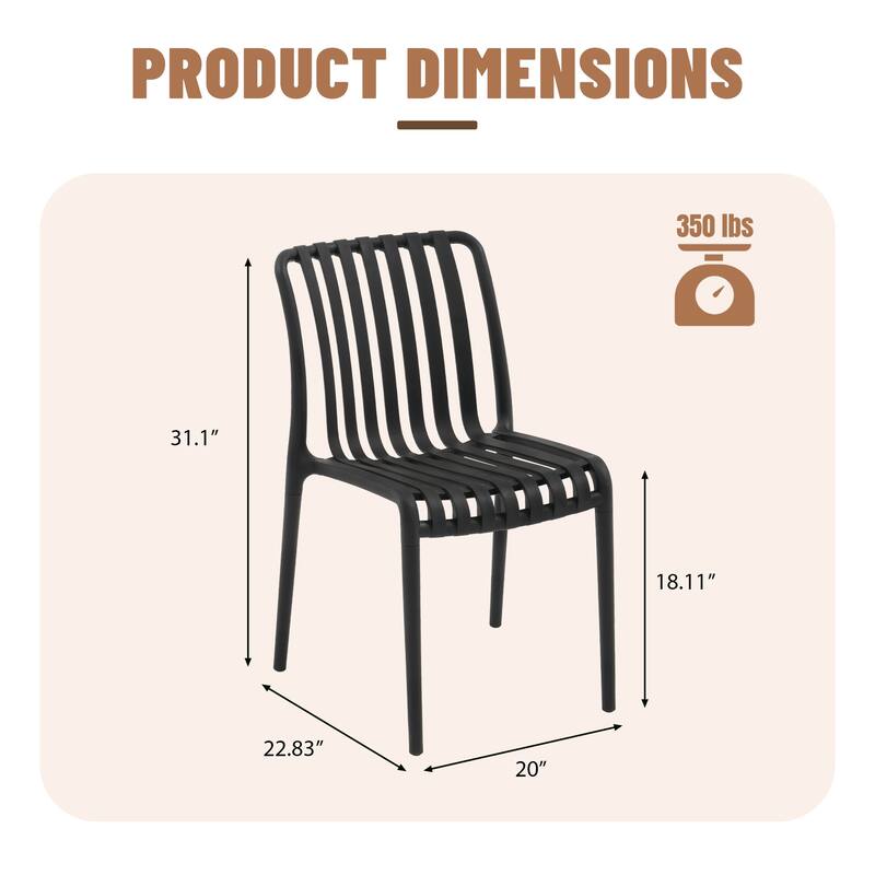 Outdoor Dining Set 5-Piece Stackable Plastic Lightweight Dining Chair and Extendable Dining Table
