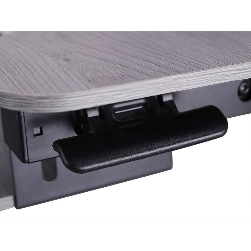Rocelco 37.5 in. W Gray Height Adjustable Standing Desk Converter Keyboard Tray Double Monitor Riser Computer Workstation