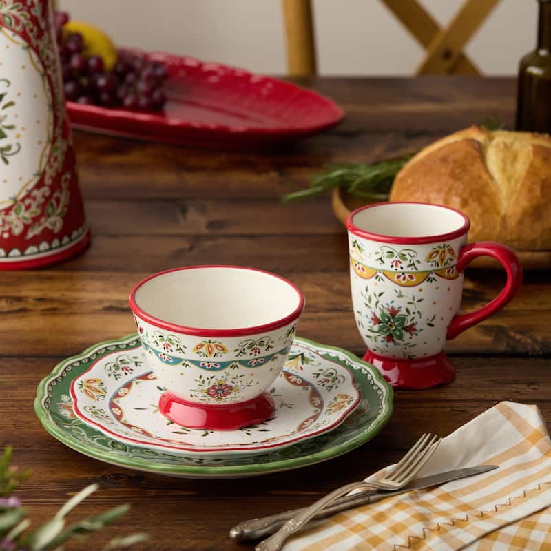 Certified International Provence 5.25" Ice Cream/Dessert Bowls,Set of 4 Assorted Designs - 5.25'' W x 5.25'' D x 3.75'' H