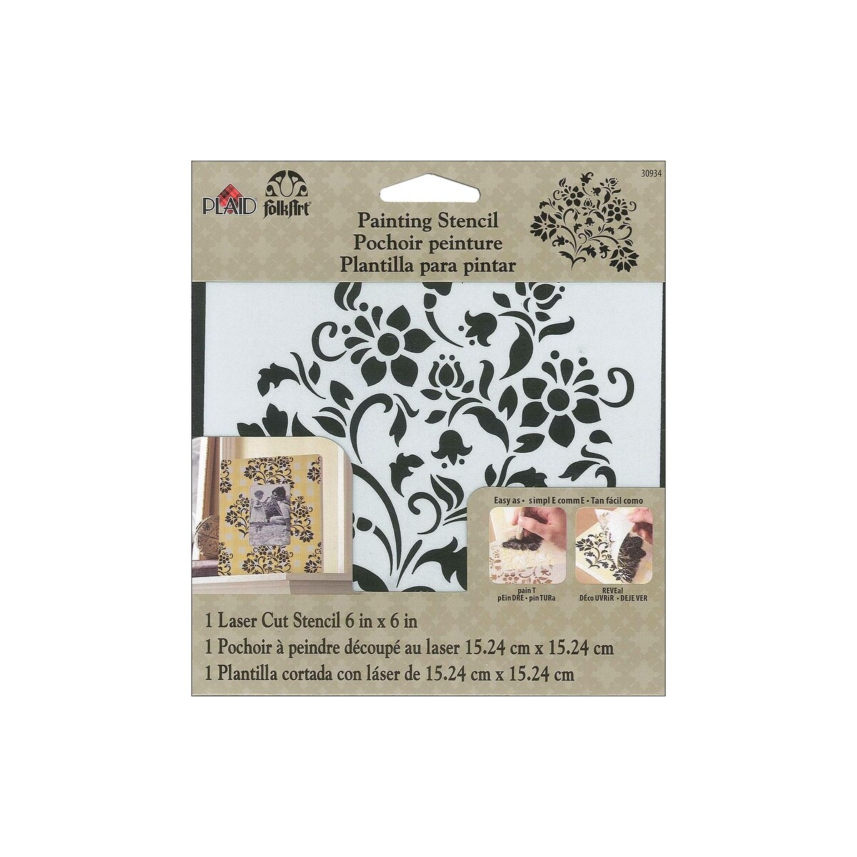 Shop Plaid Folkart Painting Stencil 6x6 Lovely Floral Overstock