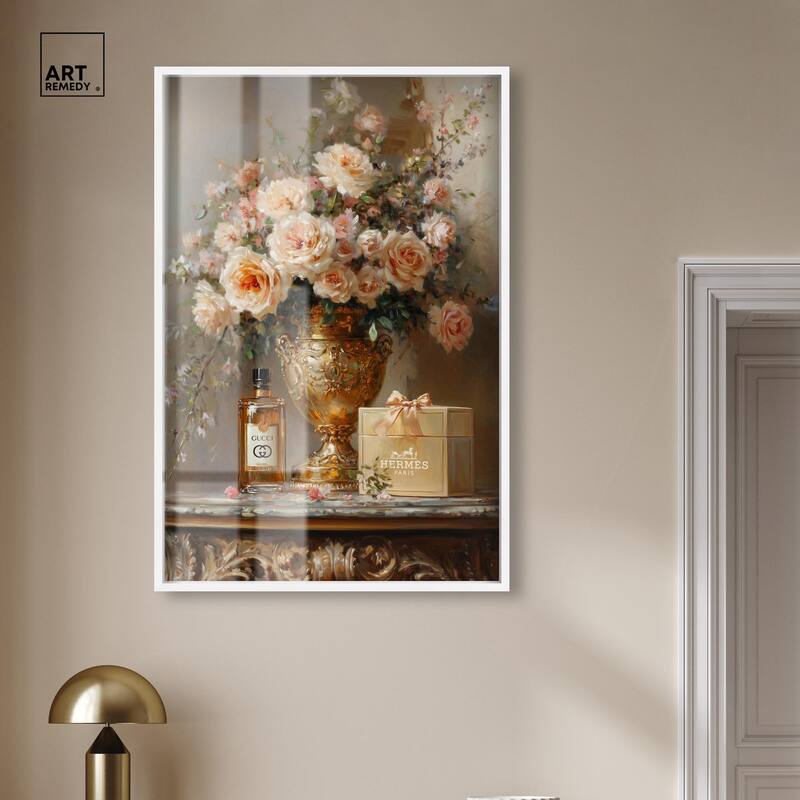 Classical Vase Tans and Floral Shadowbox by Art Remedy