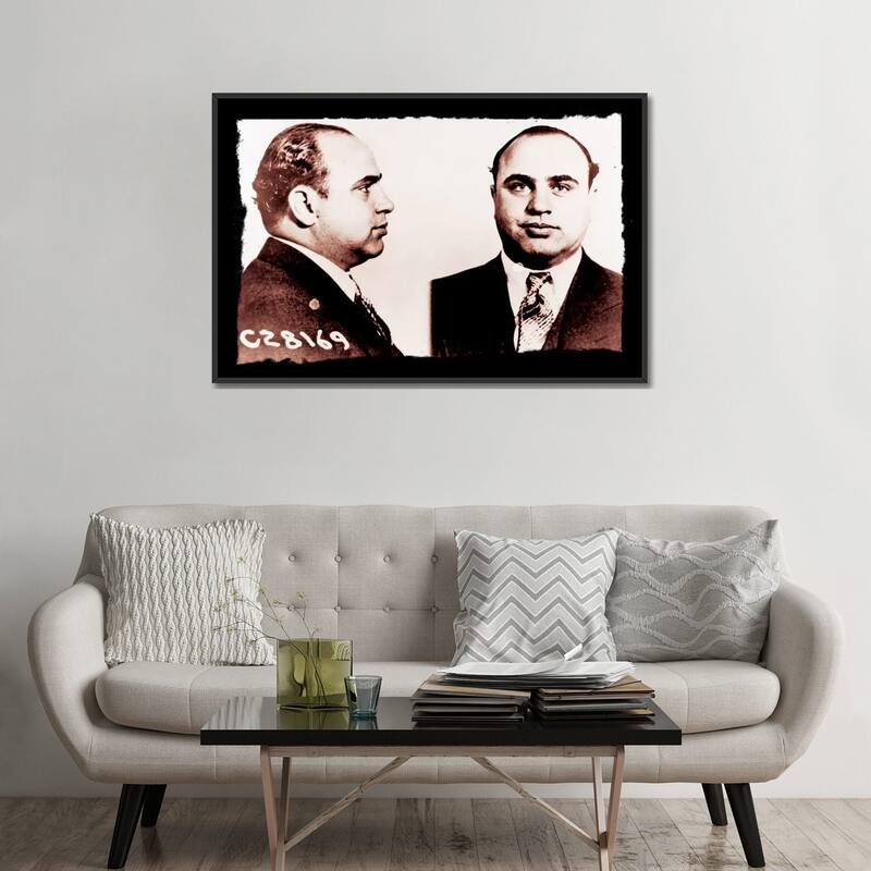 iCanvas "Alphonse Gabriel Al Capone Mugshot 2 - Chicago Gangster Outlaw" by Unknown Artist Framed Canvas Print