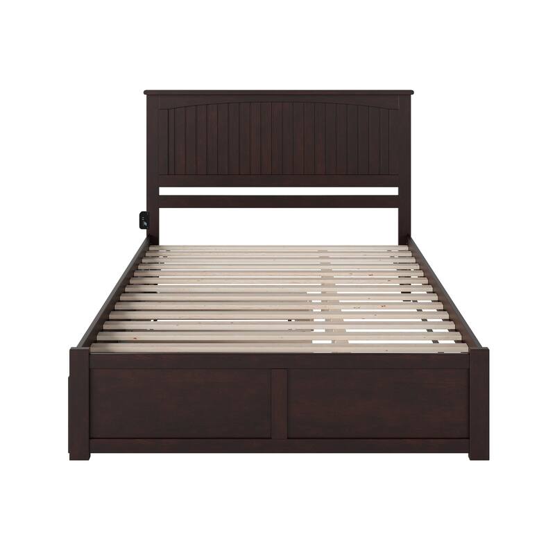 AFI Nantucket Solid Wood King Platform Bed with Footboard and Twin XL Trundle