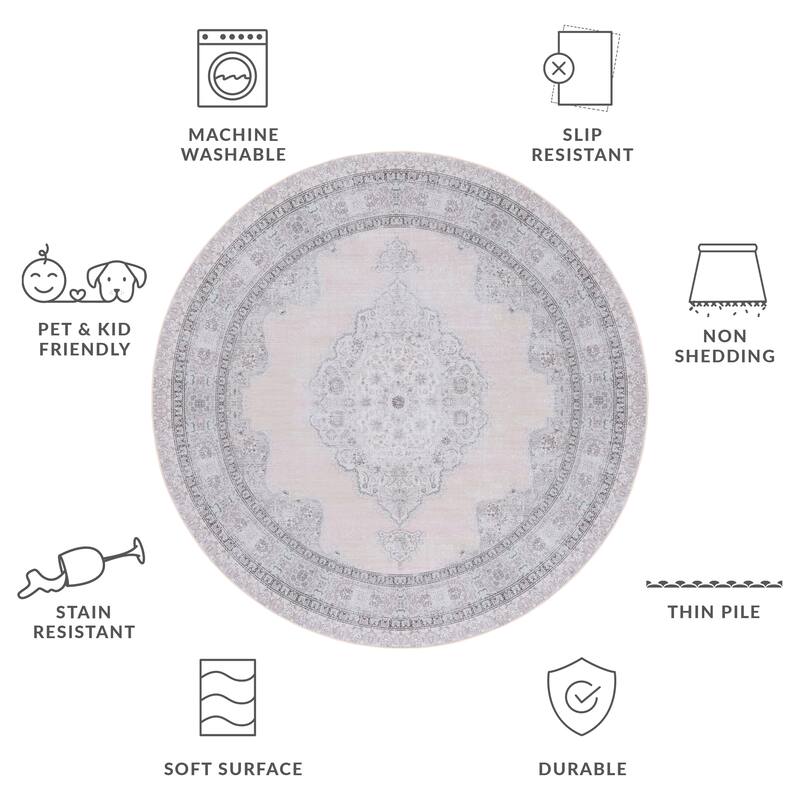 SAFAVIEH Tucson Machine Washable Slip Resistant Eleanore Oriental Medallion