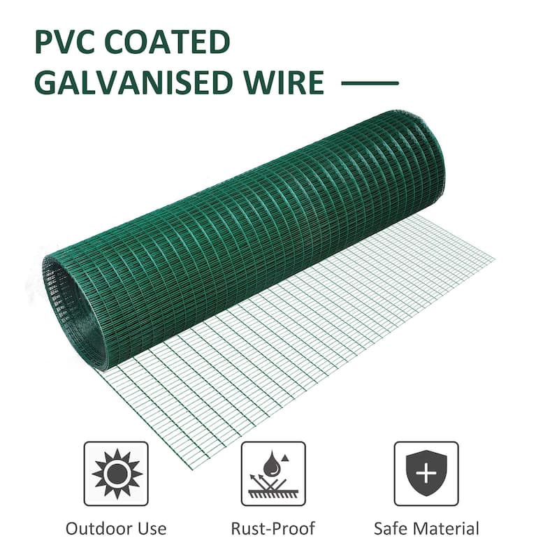 PawHut 98' L x 35.5" H Hardware Cloth, 1/2 x 1 Inch Wire Mesh Fence Netting Roll for Aviary, Chicken Coop - 98' L x 35.5"