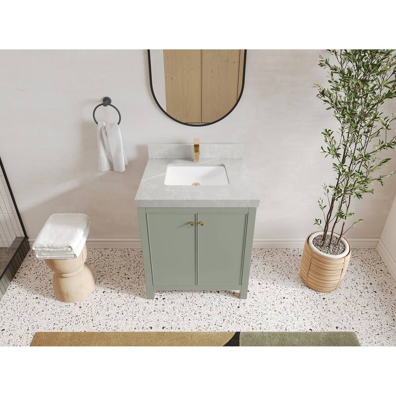 Willow Collections 30 in. W x 22 in. D Chicago Single Sink Bathroom Vanity with Countertop - 2”Pearl Gray - Evergreen