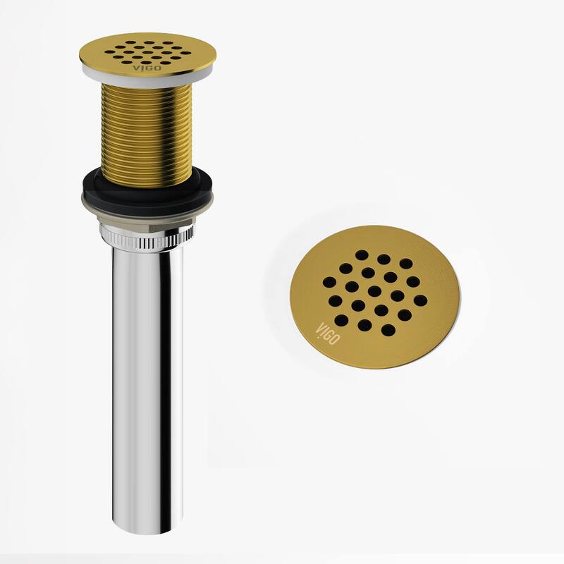 VIGO 1.75" W Vessel Bathroom Sink Grid Drain - Matte Brushed Gold