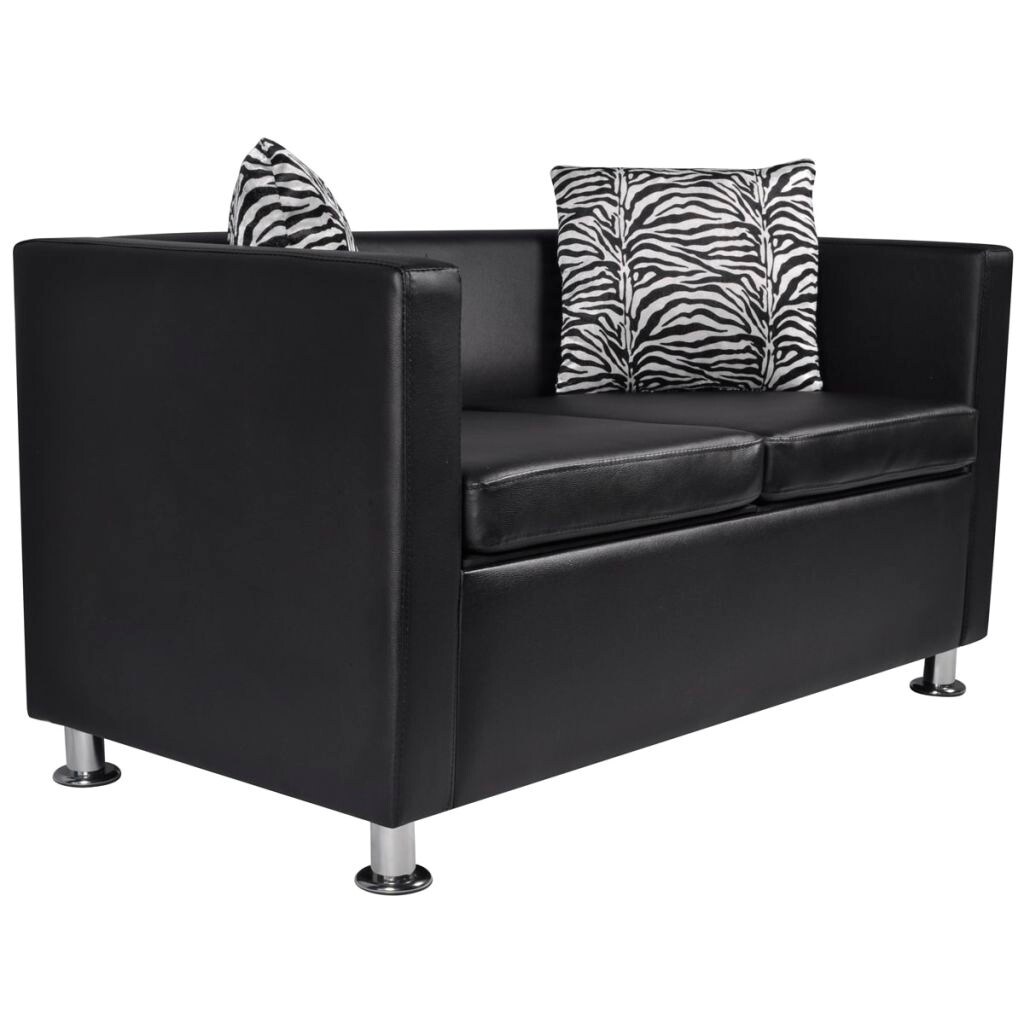 Shop Vidaxl Sofa 2 Seater Artificial Leather Black Overstock