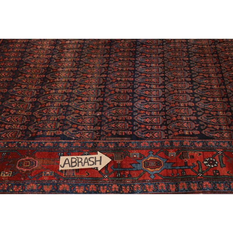 Hand Knotted Oriental 100% Wool Carpet Traditional All-Over Navy Blue & Blues Bidjar Area Rug - 17' 8'' X 6' 9''