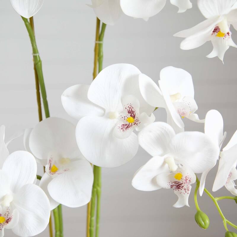 Phalaenopsis Orchid Floral Artificial Arrangement with Ceramic Vase - 26" - White