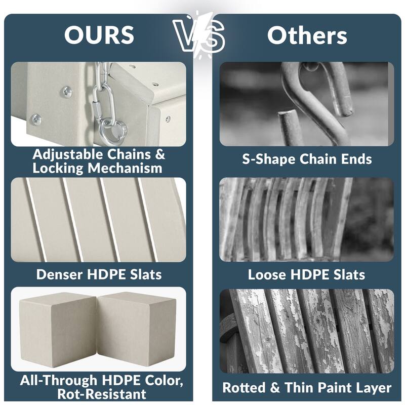 Nashville Poly 54 Inch Porch Swing with Folding Cup Holder