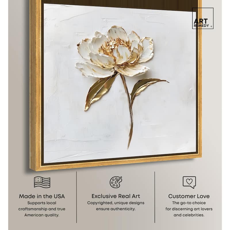 Simple Golden Peonie Canvas by Art Remedy