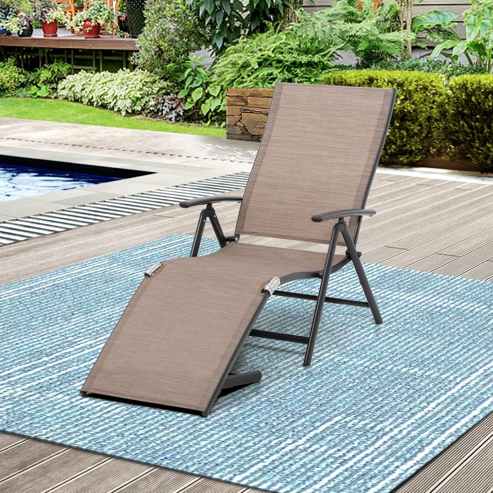 Pellebant Outdoor Folding Adjustable Aluminum Patio Chaise Lounge Chair
