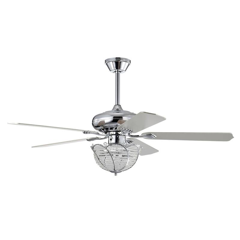 Araceli 52 Inch Crystal Chrome Polish Ceiling Fan 3 Light with Remote