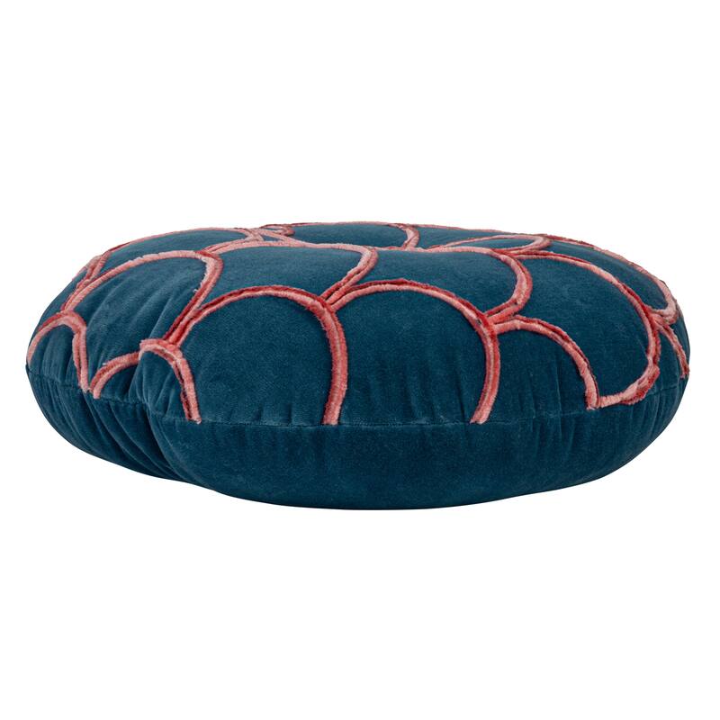 Cotton Pillow with Tufted Scallop Pattern