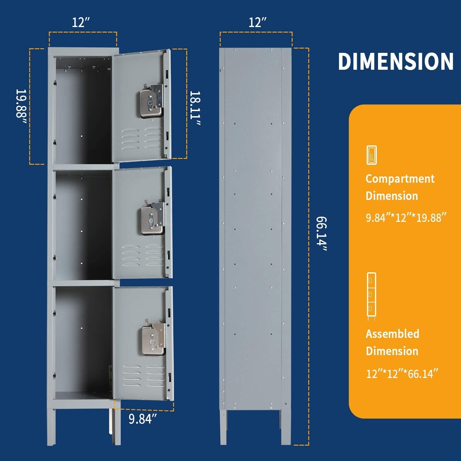 AOOLIVE 3 - Tier 12.01'' Wide Locker. - Overstock - 33949631