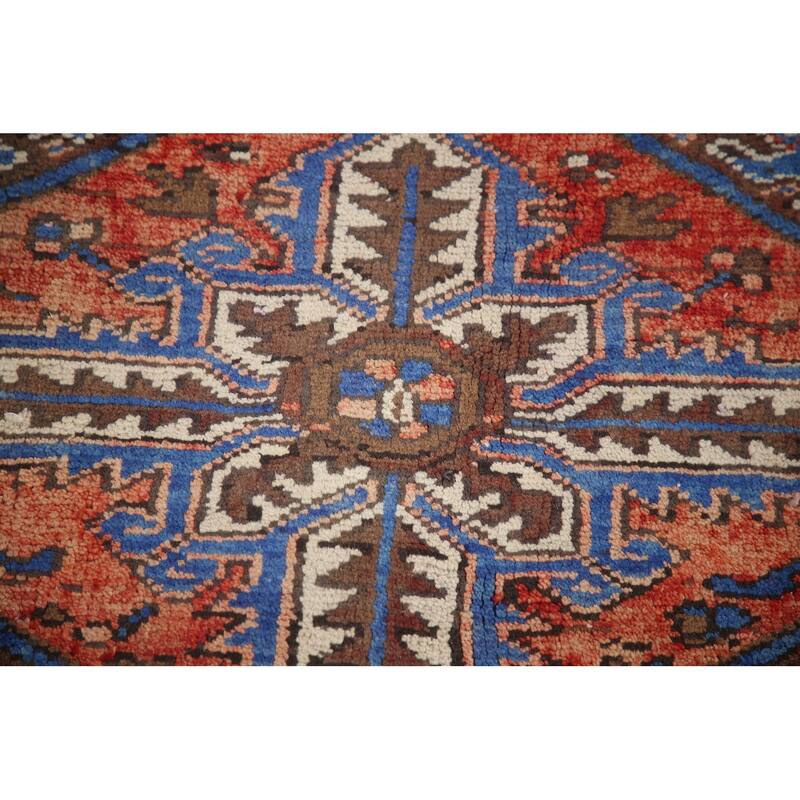 Hand Knotted Oriental 100% Wool Carpet Traditional Medallion Red Heriz Area Rug - 10' 1'' X 7' 5''