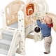 preview thumbnail 33 of 49, Freestanding Castle Climbing Playset with Slide, Tunnel, Ring Toss, and Basketball Hoop - Toy Storage Organizer for Kids