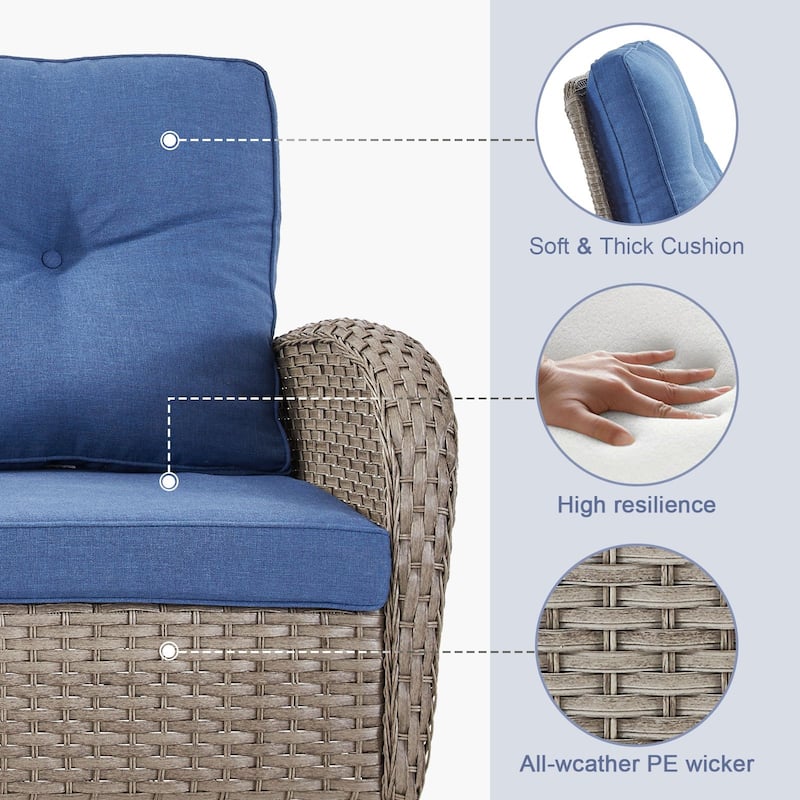 Gymojoy Outdoor Wicker Patio Furniture Sofa Chair Set Weather-Resistant