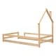 preview thumbnail 9 of 7, Twin Size Montessori Floor Bed with Fences, Modern Twin Kids Bed with House-shaped Headboard, Wood Twin Bed Frame for Girls,Boys