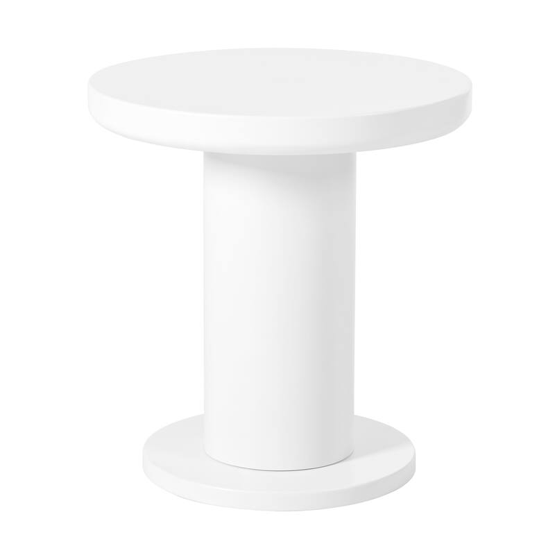 Roomfitters Modern Cloud Nesting Coffee Table Set, Irregular Center Table with Thick Legs and Round Accent Side Table, White