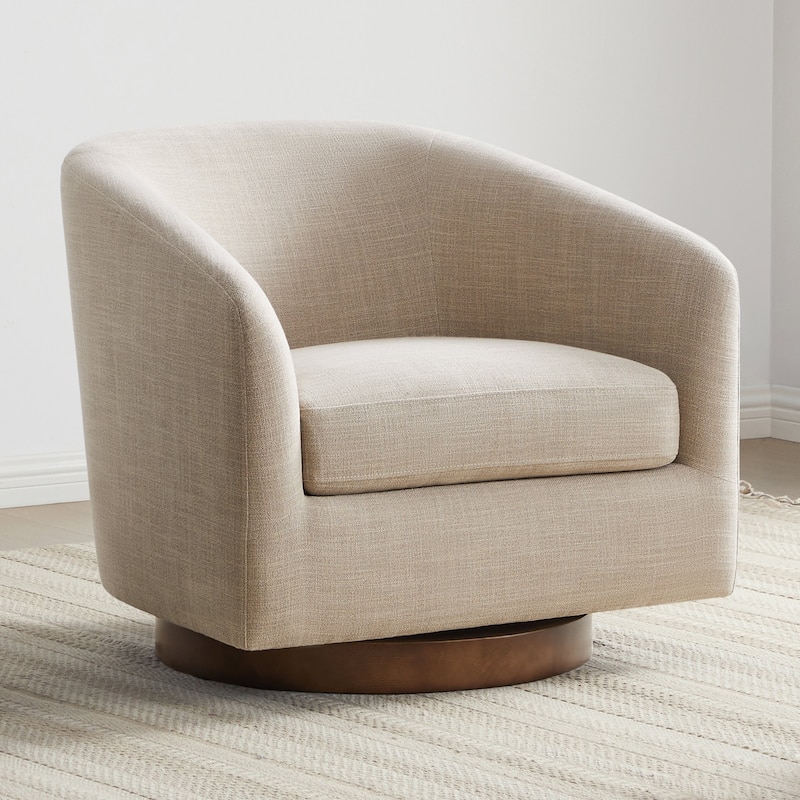 Spruce & Spring Liam Swivel Accent Chair - Single - Flax Beige-Fabric