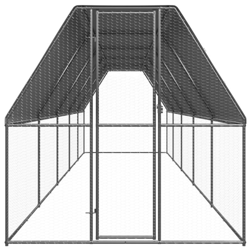 vidaXL Chicken Cage Silver and silver grey Galvanized steel, polyethylene