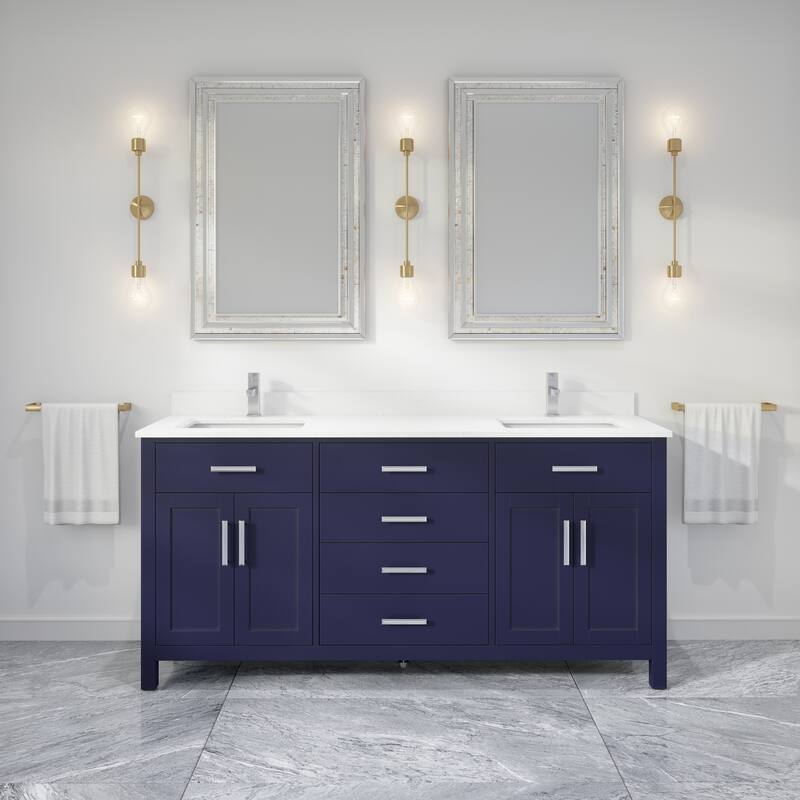 Kate 72-in Solid Hardwood Bathroom Vanity with Power Bar and Drawer Organizer