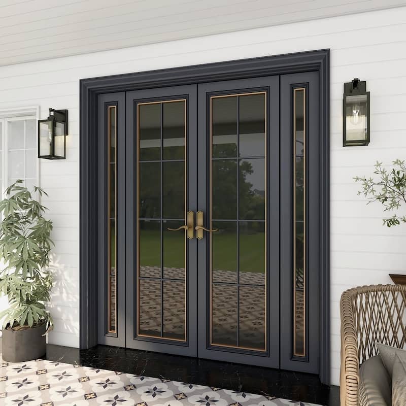 2 Pack 1-Light Matte Black Modern Outdoor Wall Lantern