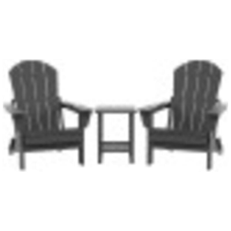 Laguna Hdpe All Weather Outdoor Patio Foldable Adirondack Chairs With Side Table (3-Piece Set) - Gray
