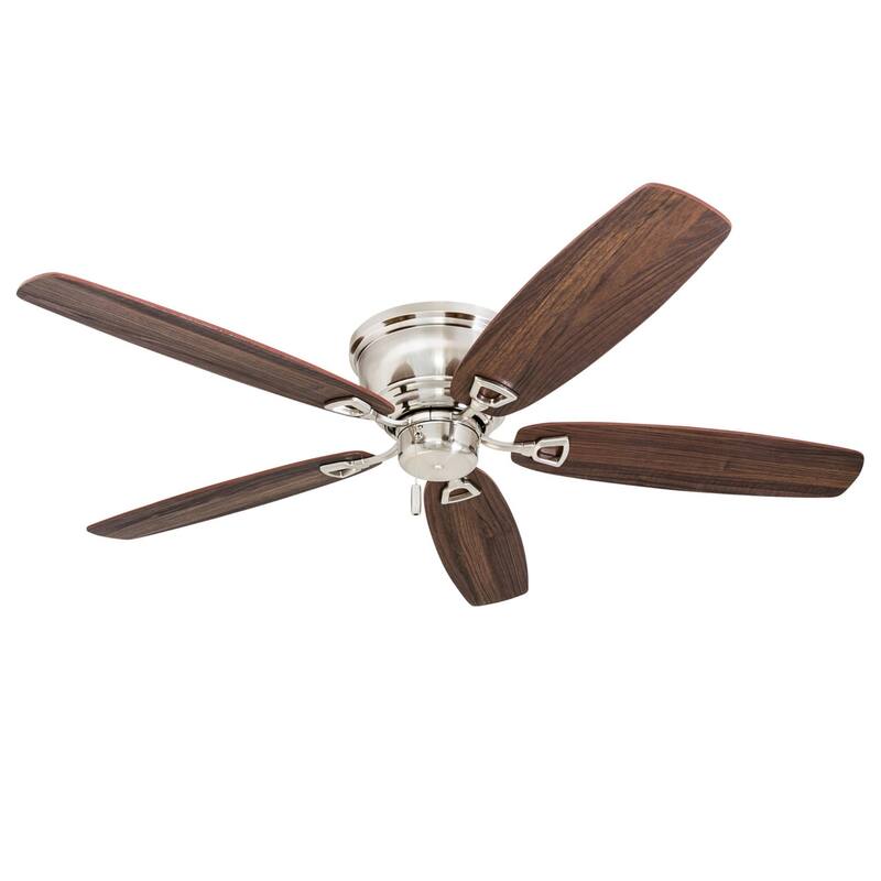 52" Honeywell Glen Alden Brushed Nickel Indoor Ceiling Fan, No Light, Pull Chain
