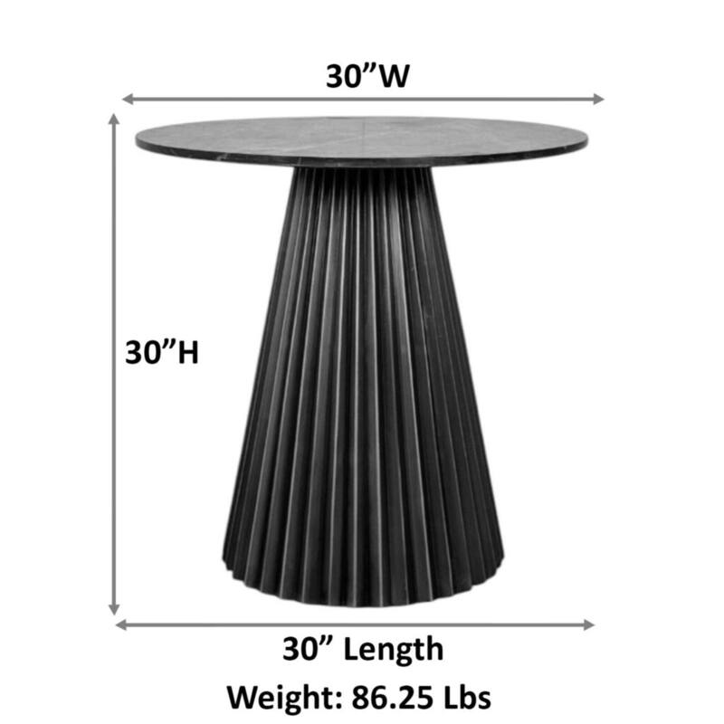 Harmony Groove Dining table - Round Mango Wood Top with Black-Honed Finish