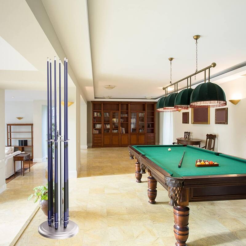 GSE™ 6-Cue Floor Stand-Style Metal Billiard Pool Cue Rack, Holds 6 Pool Cue Sticks