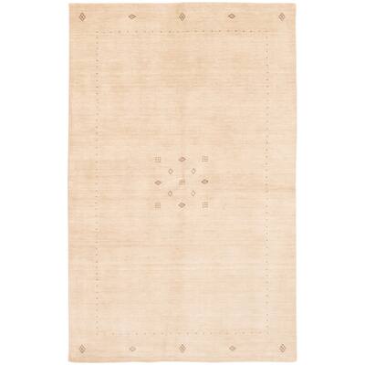 ECARPETGALLERY Hand Loomed Gabbeh Luribaft Cream Wool Rug - 5'1 x 8'0