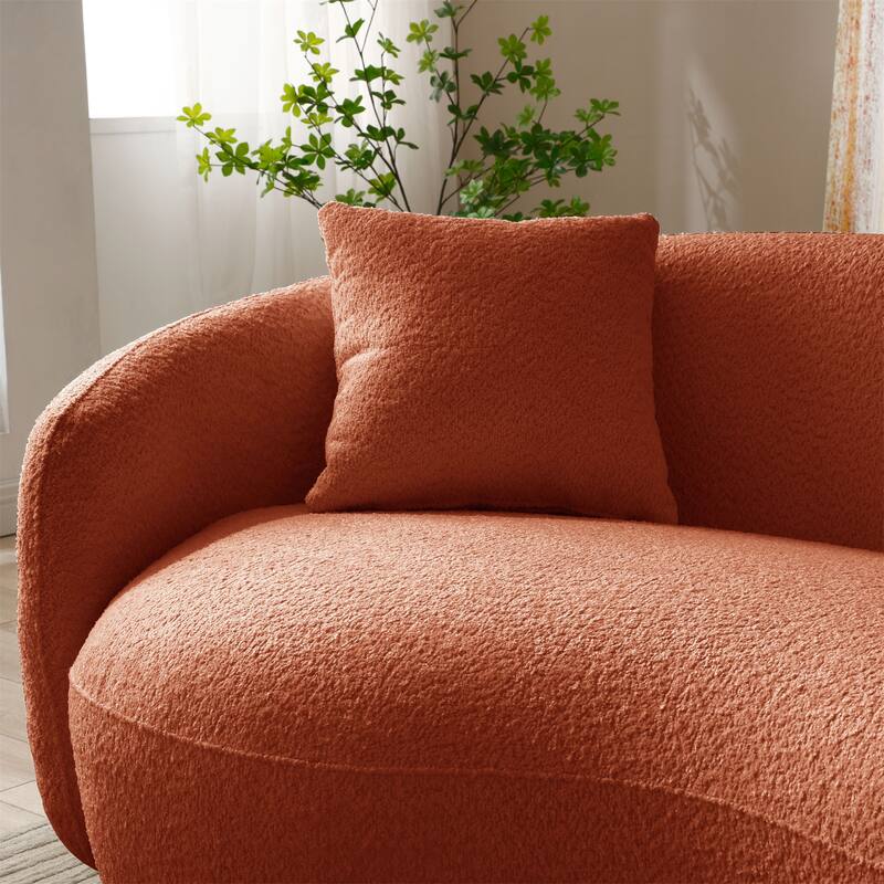 Mid Century Modern Curved Boucle Fabric Couch for Bedroom, Office