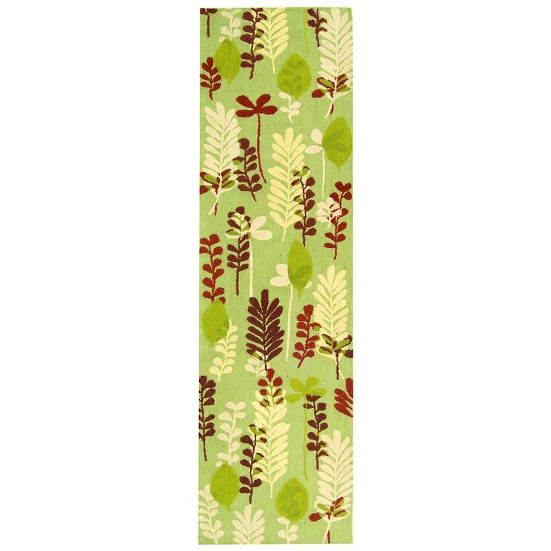 SAFAVIEH Handmade Berkeley Nando Botanical Wool Rug - 2'6" x 12' Runner - Fern/Ivory