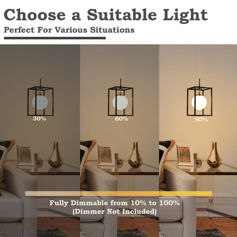 1-Light Modern Globe Glass LED Pendant Lights Kitchen Island Lights for Dining Room