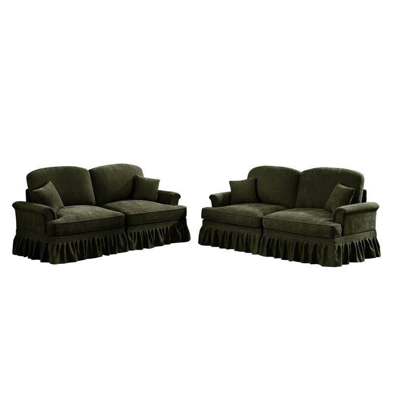 GDFStudio - Classic Modular Chenille 2-Seater 76.4" Loveseat Set with Flared Arms (Set of 2)