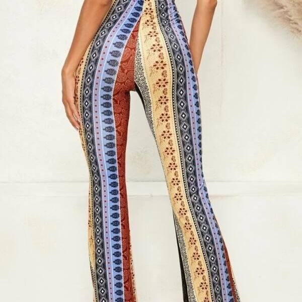 shop flare leg tribal print pants trousers overstock 31867106 usd
