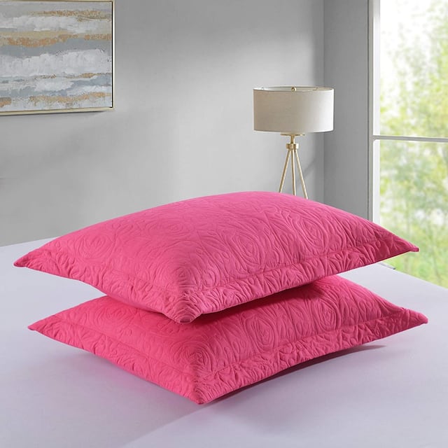 Porch & Den Manor Embroidered Pillow Sham (Set of 2) - Hot Pink - Standard