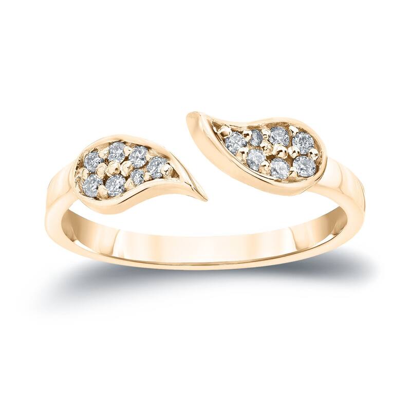 Auriya 14k Gold Stackable Open Teardrop Diamond Ring 1/5ct TW - Yellow - 4